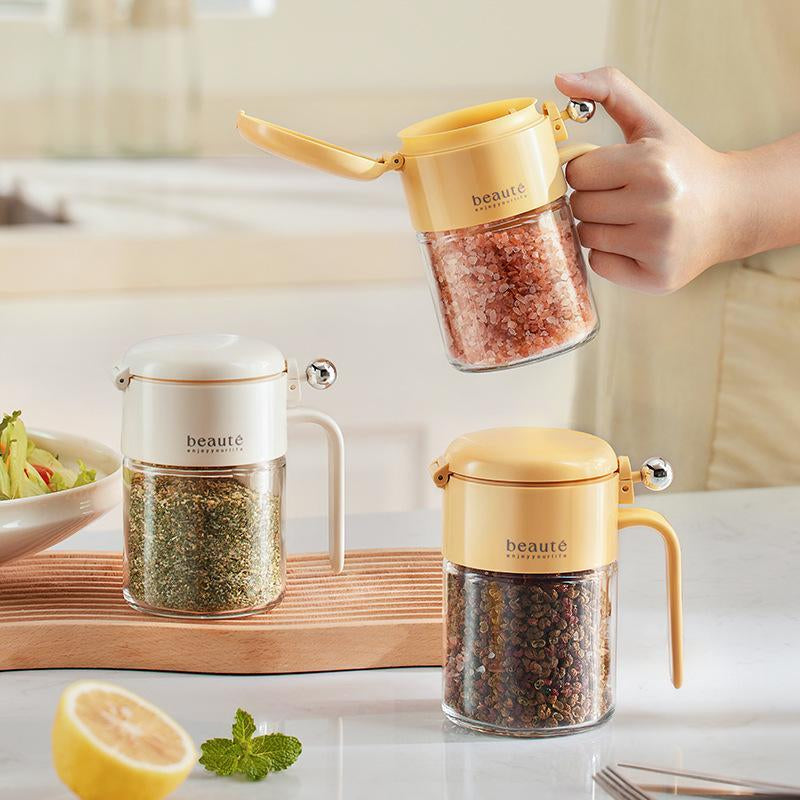 Glass Spice Jars with Lid and Spoon Airtight Seasoning Containers Kitchen Salt Sugar Storage Organizer Cooking Tools
