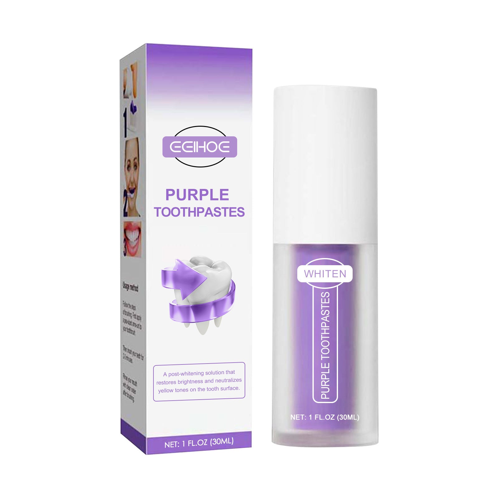 V34 Purple Teeth Whitening Toothpaste Remove Plaque Stains
